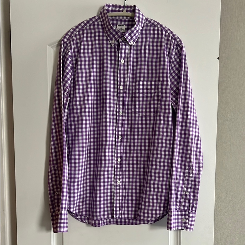 Bonobos Purple Gingham Casual Button Down Shirt - Picture 2 of 7